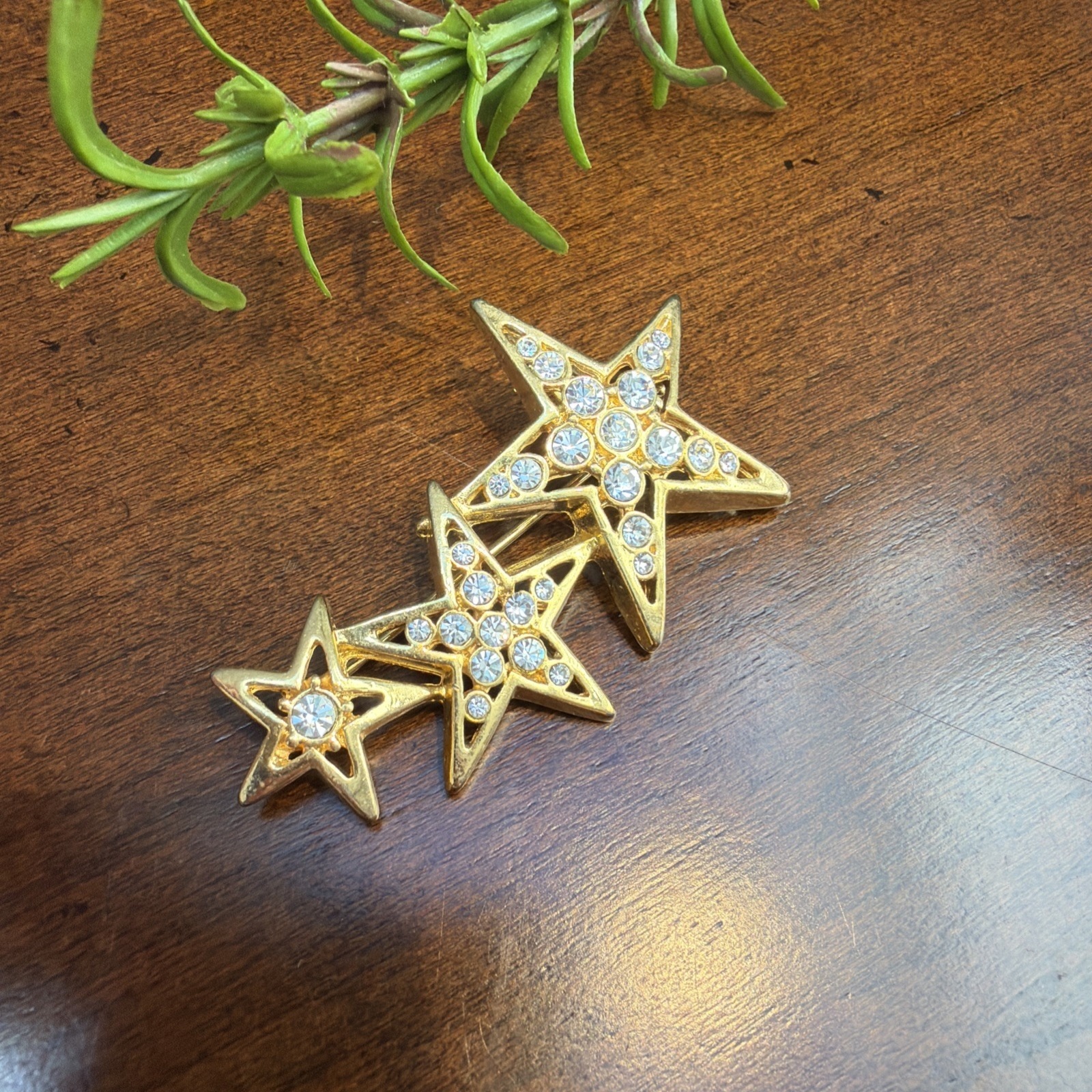 Usa Star Stars America 4th Of July Christmas Western Rhinestone Pin Gold